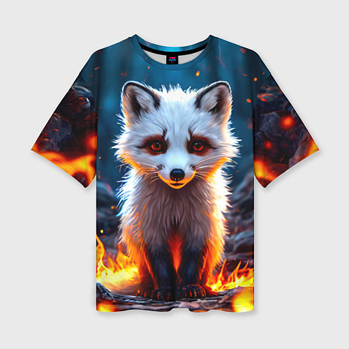 Женская футболка оверсайз Песец в огне / 3D-принт – фото 1