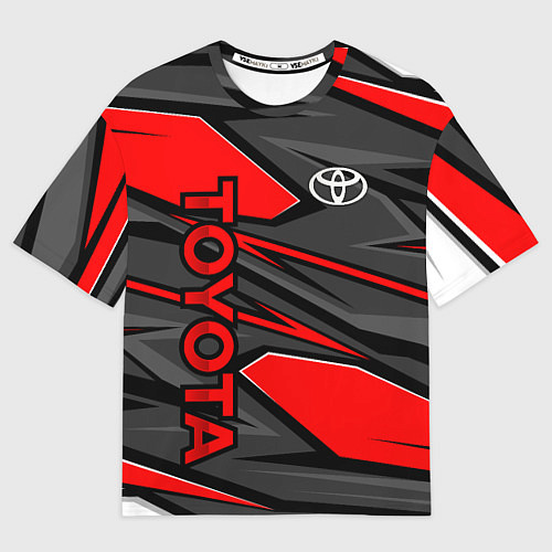 Женская футболка оверсайз Toyota - красная абстракция / 3D-принт – фото 1