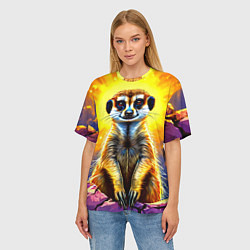Футболка оверсайз женская Сурикат в яркиз лучах солнца, цвет: 3D-принт — фото 2