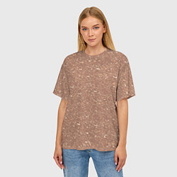 Футболка оверсайз женская Пастельный коричневый текстура, цвет: 3D-принт — фото 2