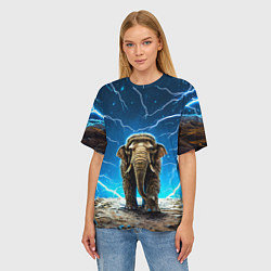 Футболка оверсайз женская Мамонт и разряды молний, цвет: 3D-принт — фото 2