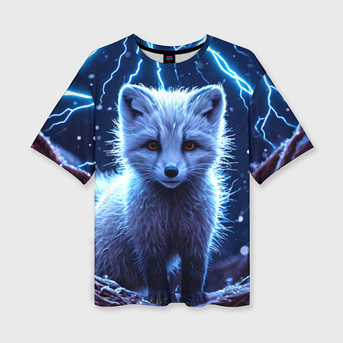 Женская футболка оверсайз Песец в разрядах молний / 3D-принт – фото 1