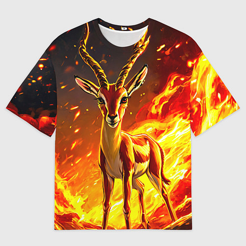 Женская футболка оверсайз Газель в огне / 3D-принт – фото 1