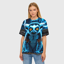 Футболка оверсайз женская Лемур и удар молнии, цвет: 3D-принт — фото 2