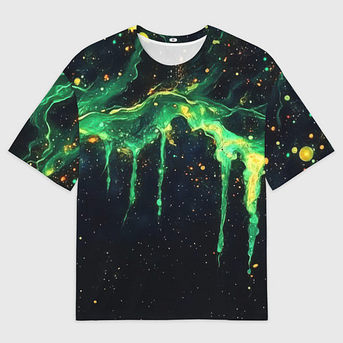 Женская футболка оверсайз Зеленая кислота / 3D-принт – фото 1