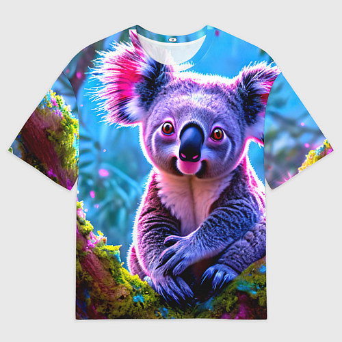 Женская футболка оверсайз Коала на дереве / 3D-принт – фото 1