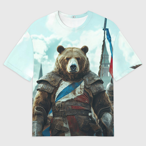 Женская футболка оверсайз Медведь русский воин / 3D-принт – фото 1