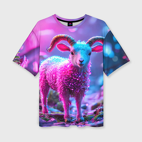 Женская футболка оверсайз Козлик в розовом / 3D-принт – фото 1