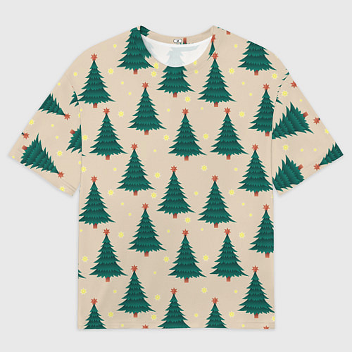 Женская футболка оверсайз Новогодняя ель / 3D-принт – фото 1