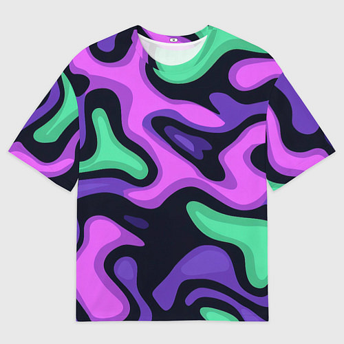 Женская футболка оверсайз Разноцветный эмоциональный камуфлляж / 3D-принт – фото 1
