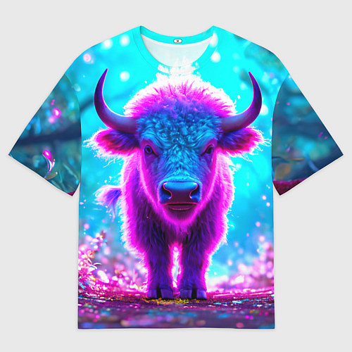 Женская футболка оверсайз Белый буйвол / 3D-принт – фото 1