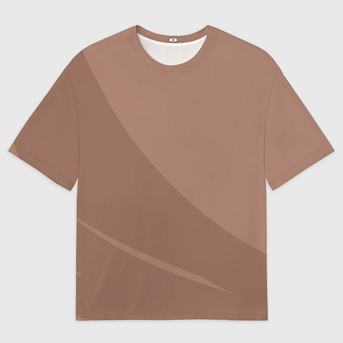 Женская футболка оверсайз Мокко Мусс однотонный с полосой / 3D-принт – фото 1