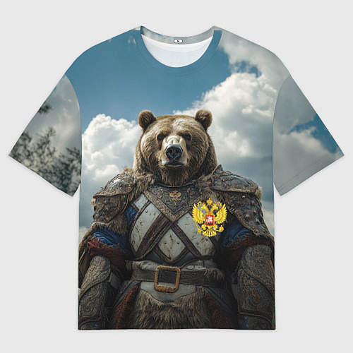 Женская футболка оверсайз Русский медведь воин / 3D-принт – фото 1