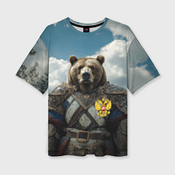 Женская футболка оверсайз Русский медведь воин