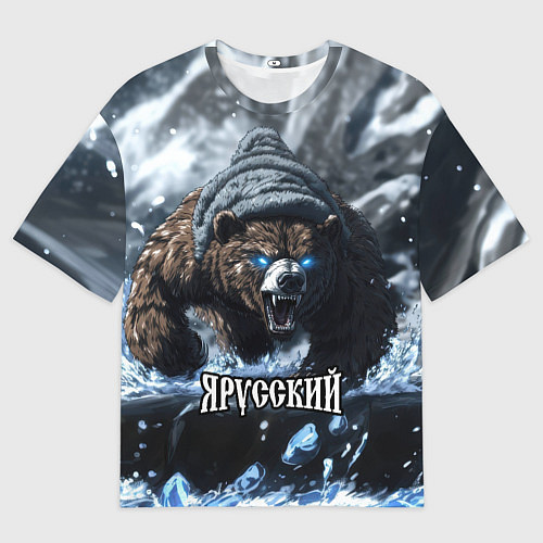 Женская футболка оверсайз Я русский - агрессивный медведь / 3D-принт – фото 1
