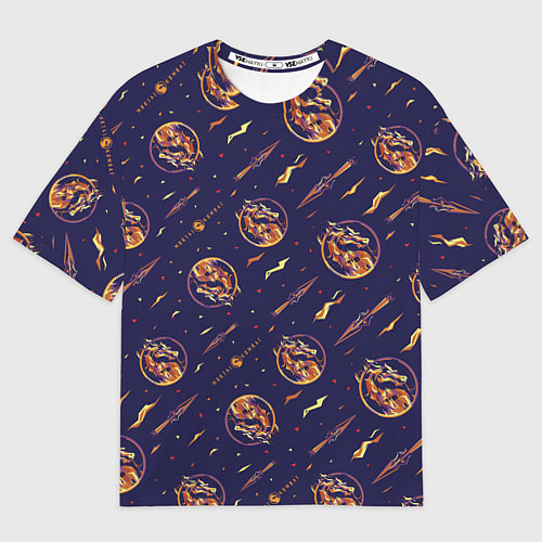 Женская футболка оверсайз Mortal Kombat logo pattern / 3D-принт – фото 1