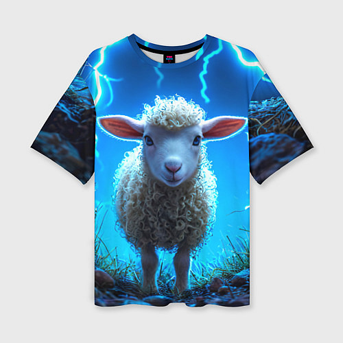 Женская футболка оверсайз Овечка в разрядах молнии / 3D-принт – фото 1