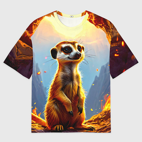 Женская футболка оверсайз Сурикат в огне / 3D-принт – фото 1