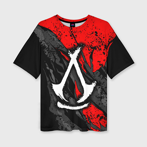 Женская футболка оверсайз Assassins creed: shadows - белый логотип / 3D-принт – фото 1