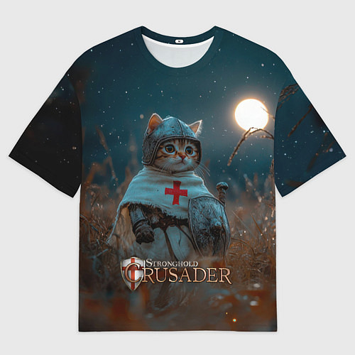 Женская футболка оверсайз Stronghold Crusader рыцарь котенок / 3D-принт – фото 1