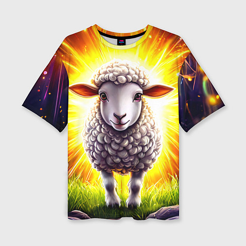Женская футболка оверсайз Овечка в ярких лучах / 3D-принт – фото 1