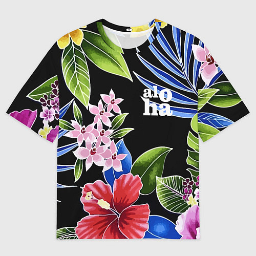 Женская футболка оверсайз Tropical flowers - aloha / 3D-принт – фото 1