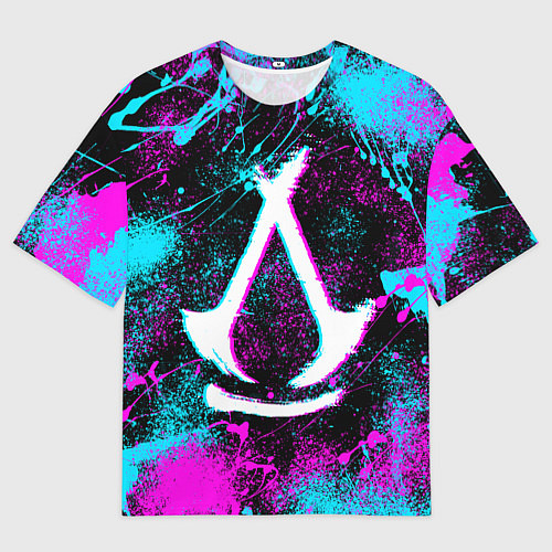 Женская футболка оверсайз Assassins creed shadows - neon color / 3D-принт – фото 1