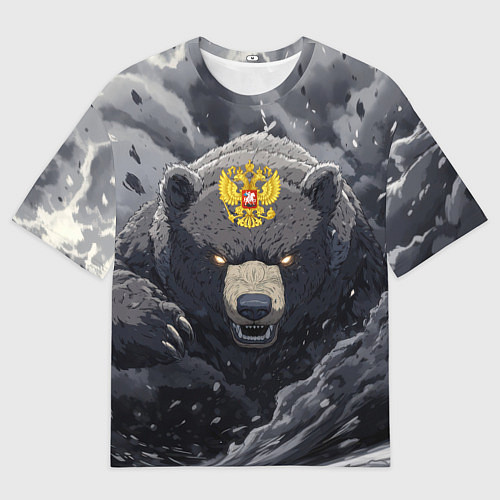 Женская футболка оверсайз Защитник славянских земель - медведь / 3D-принт – фото 1