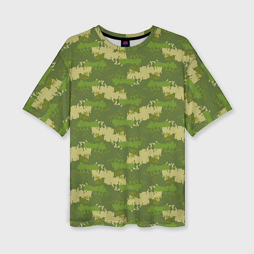 Женская футболка оверсайз Зеленый камуфляж / 3D-принт – фото 1
