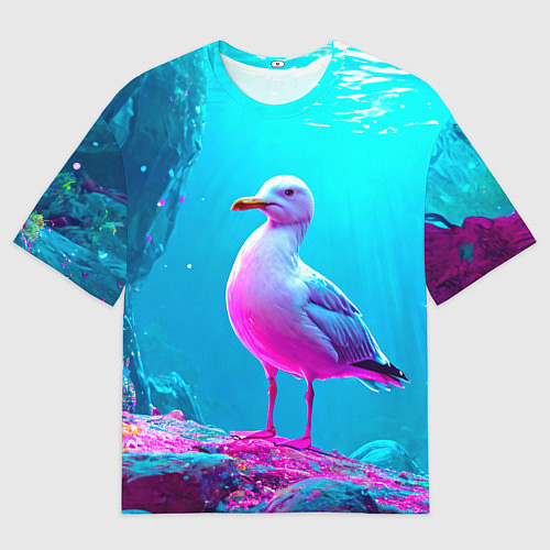 Женская футболка оверсайз Подводная чайка / 3D-принт – фото 1