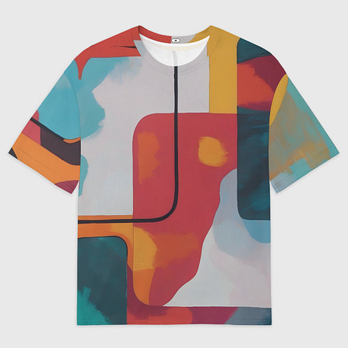 Женская футболка оверсайз Абстракция с прямоугольниками / 3D-принт – фото 1