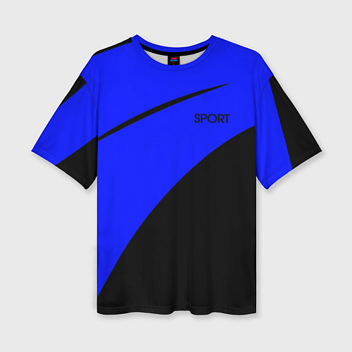 Женская футболка оверсайз Sport сине-чёрный / 3D-принт – фото 1