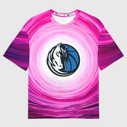 Футболка оверсайз женская Даллас Маверикс в розовом водовороте, цвет: 3D-принт