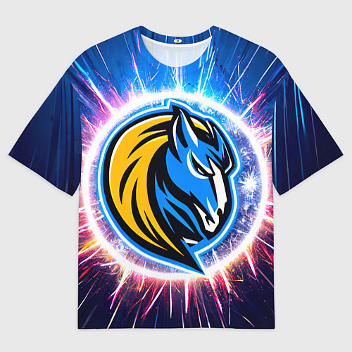 Женская футболка оверсайз Даллас Маверикс логотип в искрах / 3D-принт – фото 1