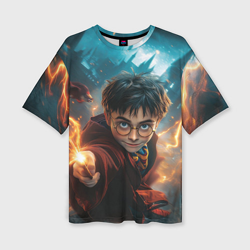 Женская футболка оверсайз Гарри Поттер - магия / 3D-принт – фото 1