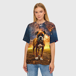 Футболка оверсайз женская Немецкий боксер и звездное небо, цвет: 3D-принт — фото 2