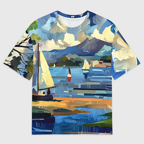 Женская футболка оверсайз Средиземноморский пейзаж / 3D-принт – фото 1