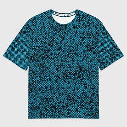 Футболка оверсайз женская Чёрно-голубой текстура точки, цвет: 3D-принт
