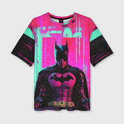 Футболка оверсайз женская Бэтмен с розовым фоном, цвет: 3D-принт