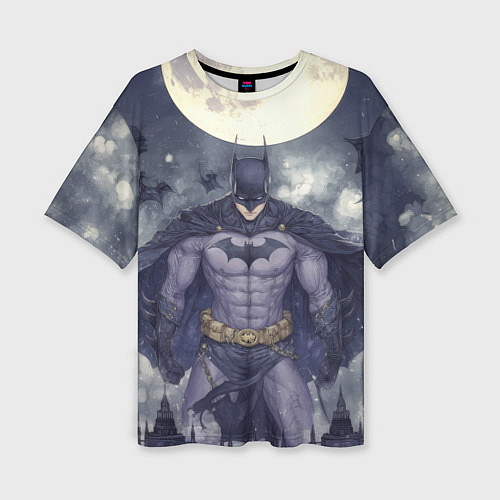 Женская футболка оверсайз Бэтмен и полнолуние / 3D-принт – фото 1