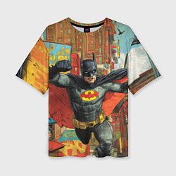Футболка оверсайз женская Бэтмен на фоне города, цвет: 3D-принт