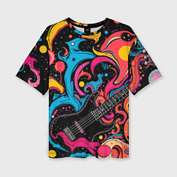 Футболка оверсайз женская Psychedelic abstract guitar, цвет: 3D-принт
