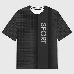 Футболка оверсайз женская Sport чёрно-серый полоса с затемнением, цвет: 3D-принт