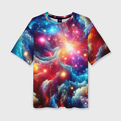 Футболка оверсайз женская Colorfull neon space clouds - ai art fantasy, цвет: 3D-принт