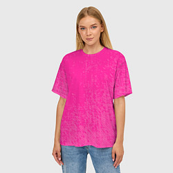 Футболка оверсайз женская Джинс с потертостями-розовый, цвет: 3D-принт — фото 2