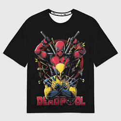 Женская футболка оверсайз Дэдпул и Россомаха в позе