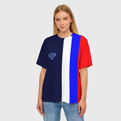 Футболка оверсайз женская Герб России и триколор, цвет: 3D-принт — фото 2