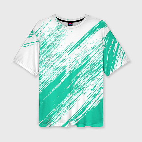 Женская футболка оверсайз The color is turquoise and white / 3D-принт – фото 1