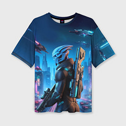 Футболка оверсайз женская Mass Effect - neon glow fantastic, цвет: 3D-принт