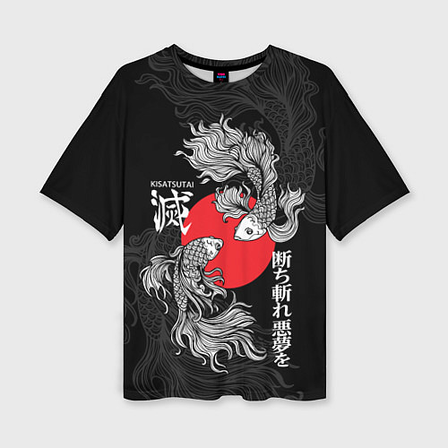 Женская футболка оверсайз Бойцовые петушки истребители демонов / 3D-принт – фото 1